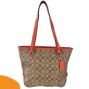 COACH ZIP TOP TOTE IN SIGNATURE COATED CANVAS